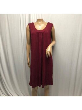 Ekouaer Dress Womens Size Large Sleeveless Burgundy Knee Length Scoop Shift NEW